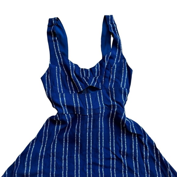 Lulus Sedona Navy Blue Print Dress A-Line Flowy Summer Women’s Small Cutout - Picture 5 of 15